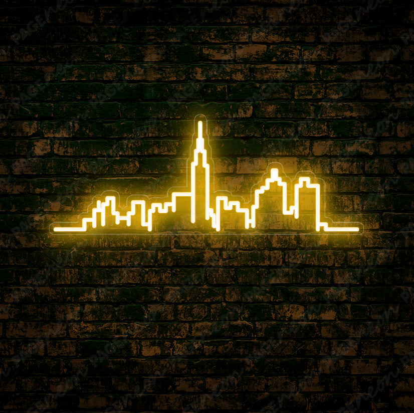 Skyline New York City Neon Sign NYC Neon Lights Orange Yellow