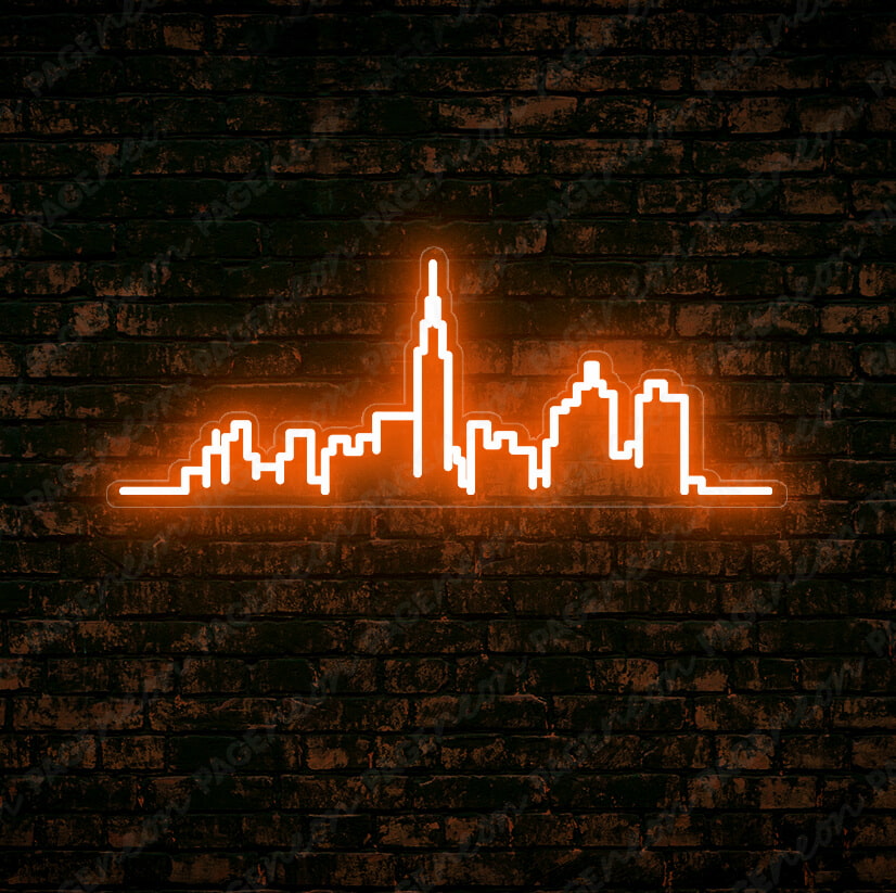 Skyline New York City Neon Sign NYC Neon Lights Orange