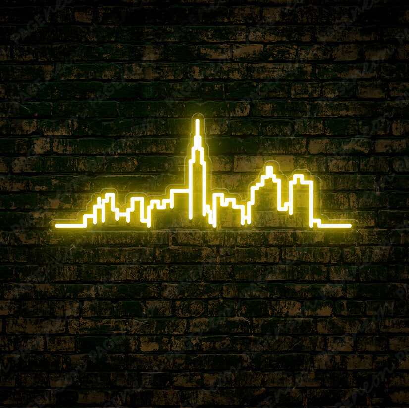 Skyline New York City Neon Sign NYC Neon Lights Yellow