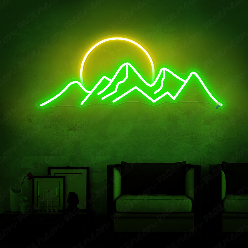 Sun Mountain Neon Sign Green