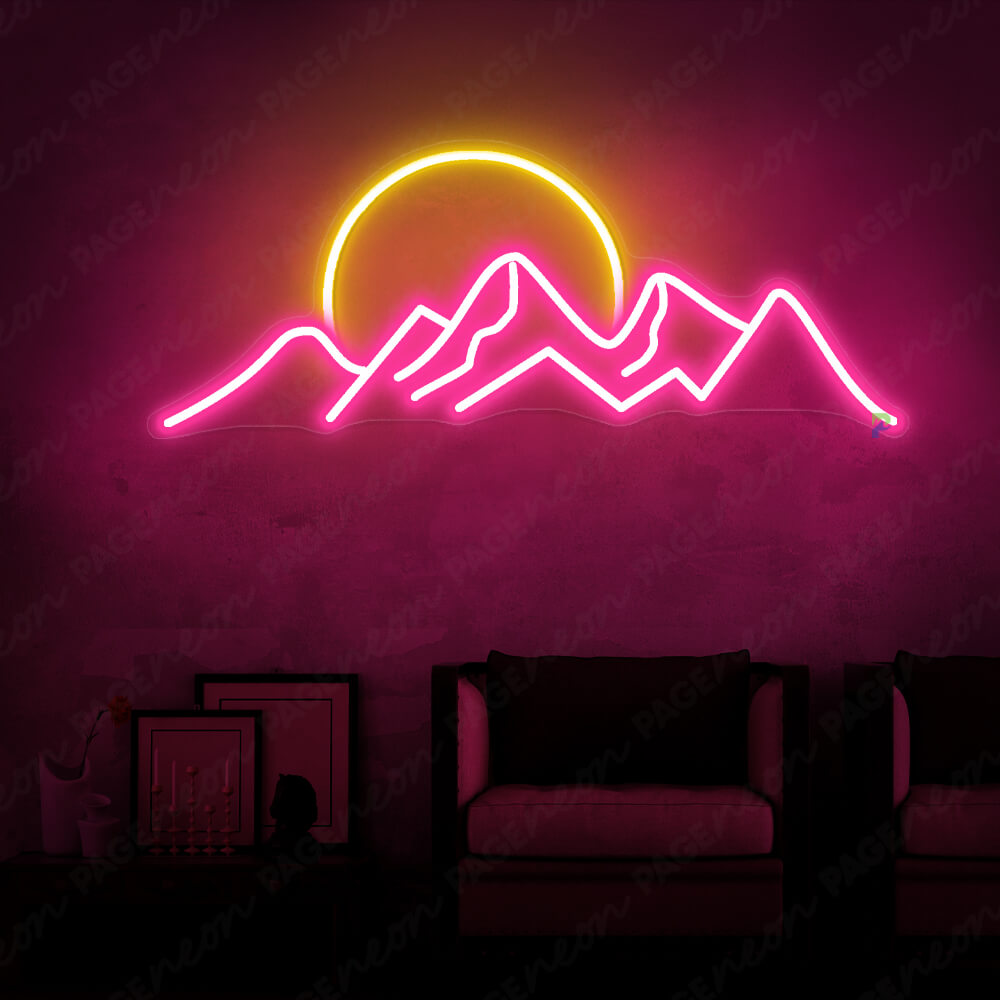 Sun Mountain Neon Sign Pink