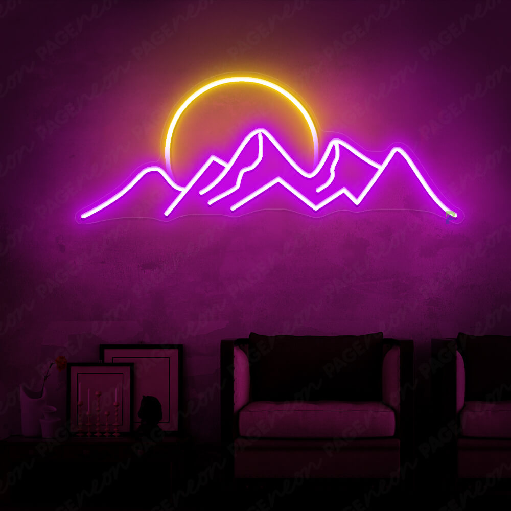 Sun Mountain Neon Sign Purple
