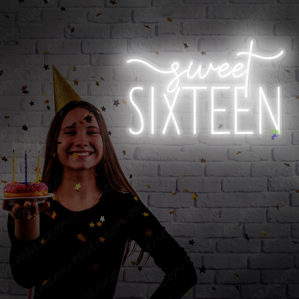 Sweet 16 Neon Sign Birthday Party Led Light White