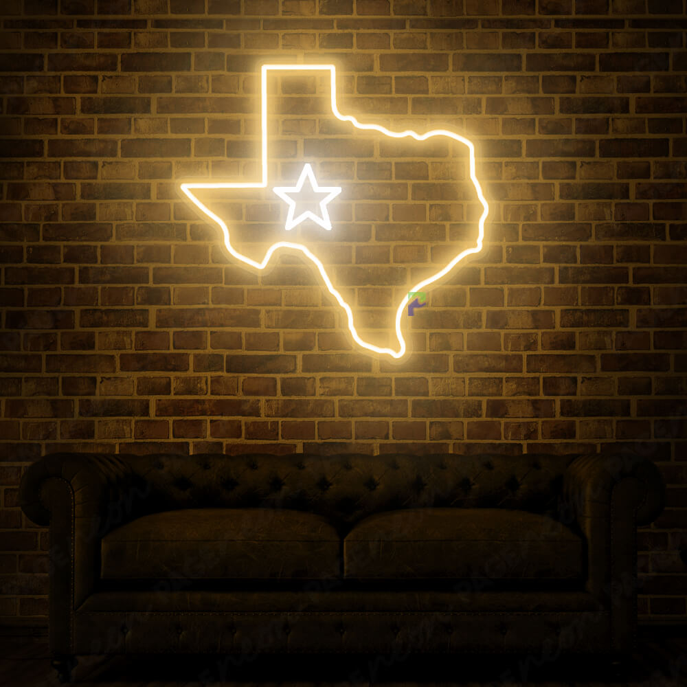 Texas Neon Sign Led Light Gold Yellow