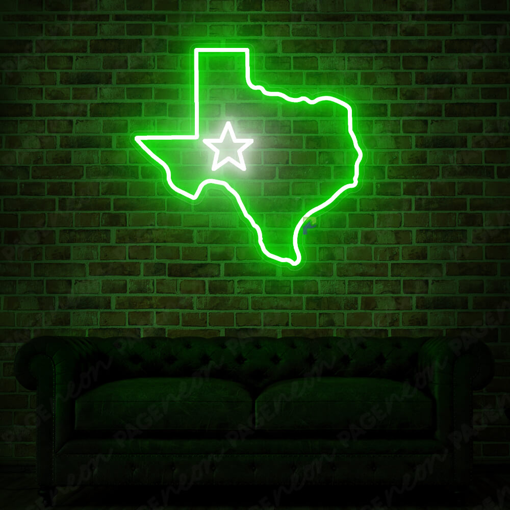 Texas Neon Sign Led Light Green