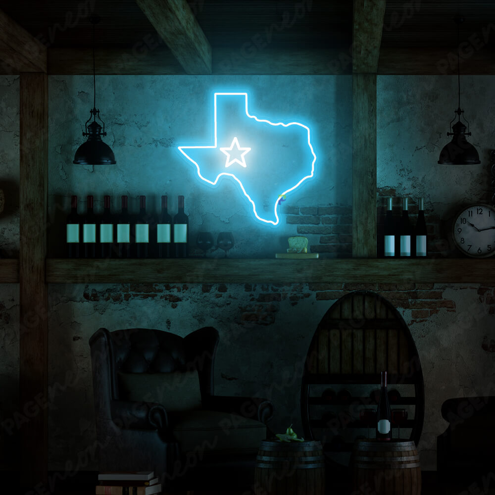 Texas Neon Sign Led Light LightBlue
