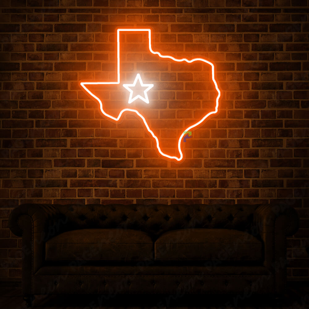 Texas Neon Sign Led Light Orange