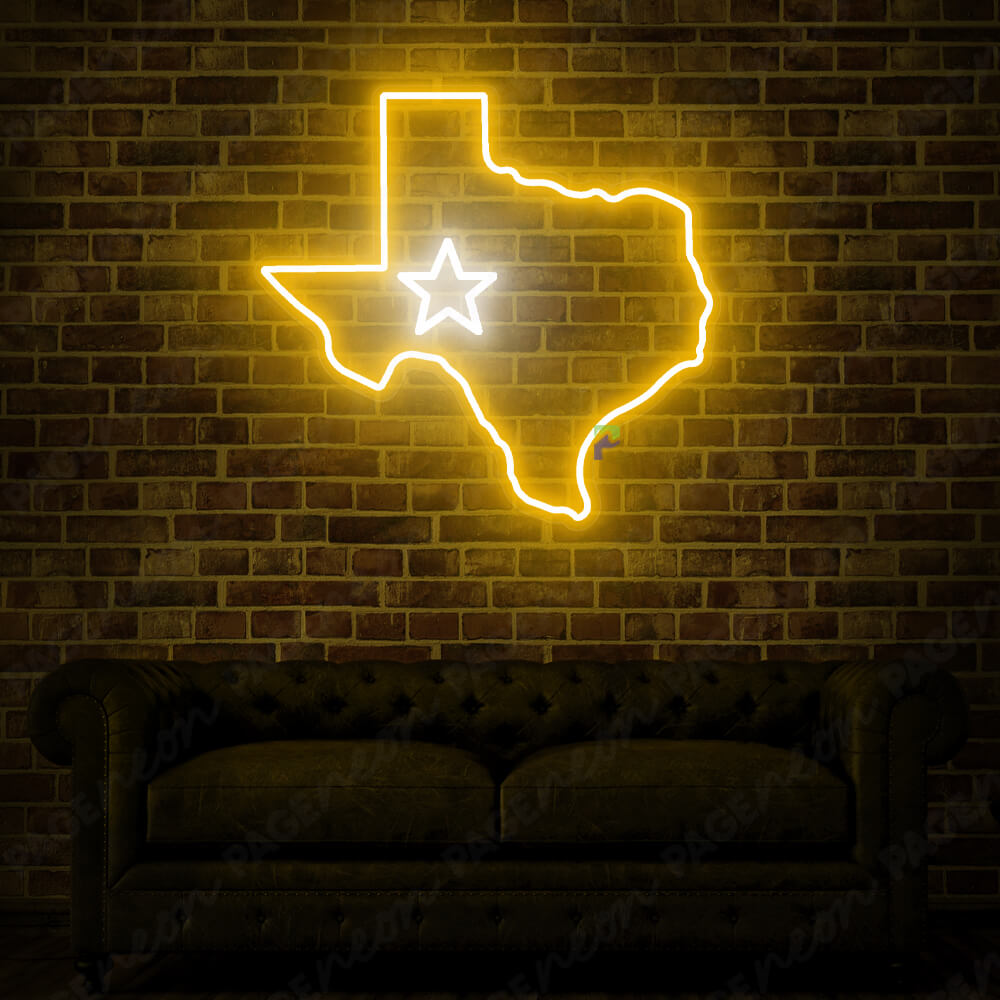 Texas Neon Sign Led Light Orange Yellow