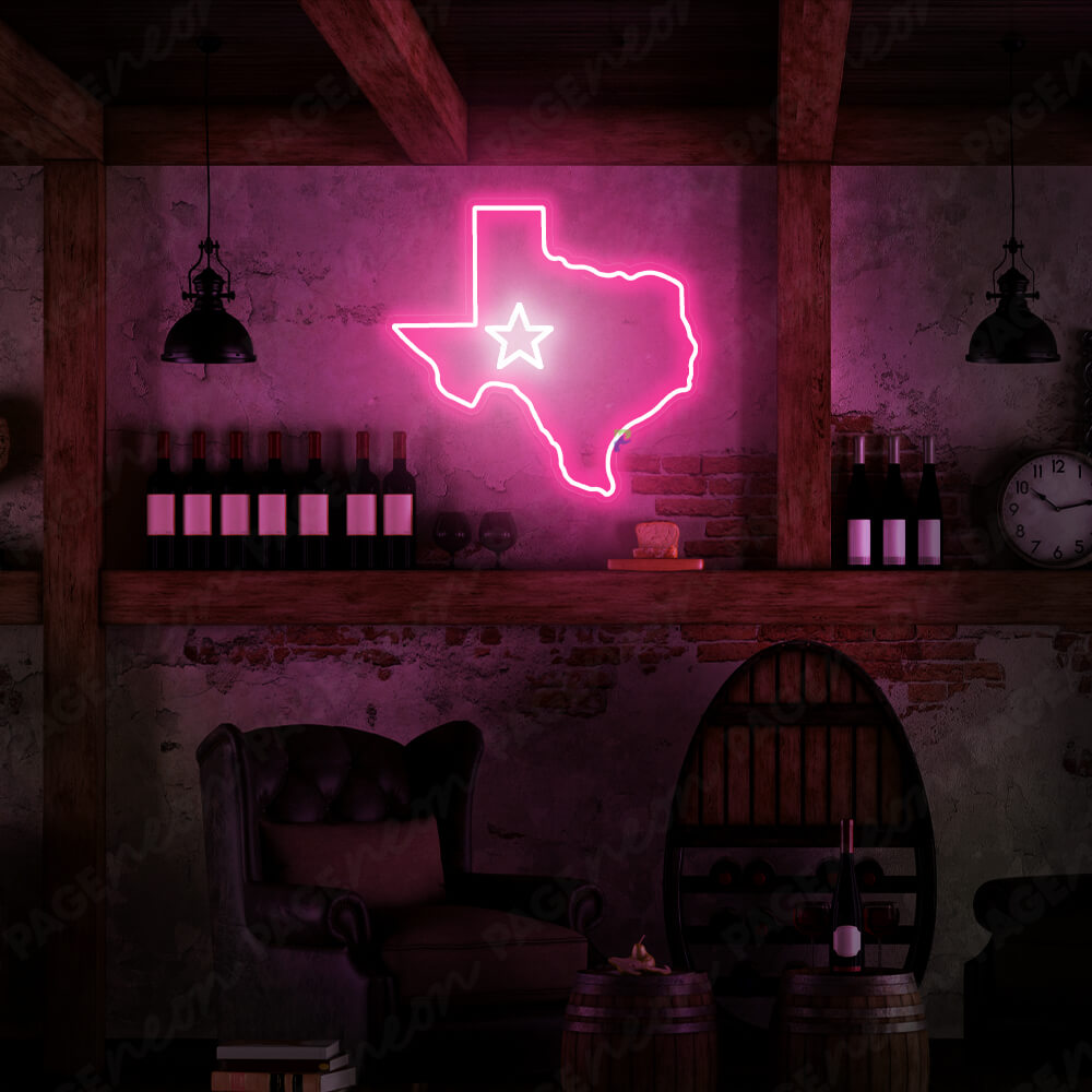 Texas Neon Sign Led Light Pink
