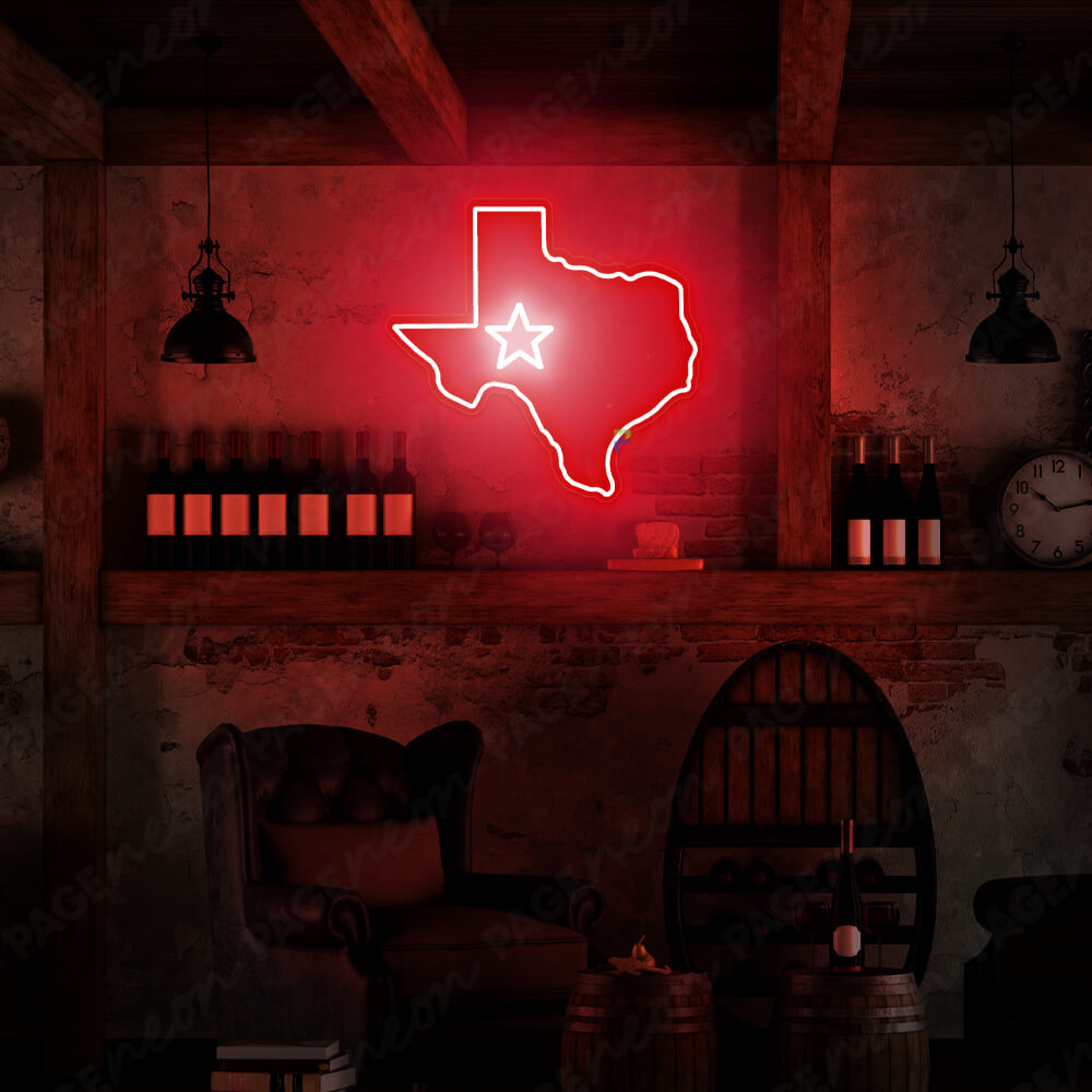 Texas Neon Sign Led Light Red