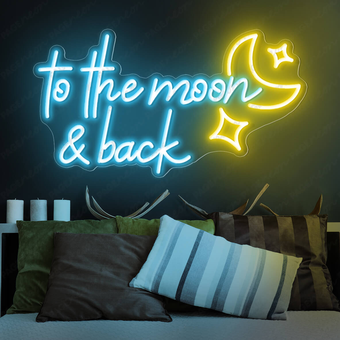 To The Moon And Back Neon Sign Love Led Sign Light Blue