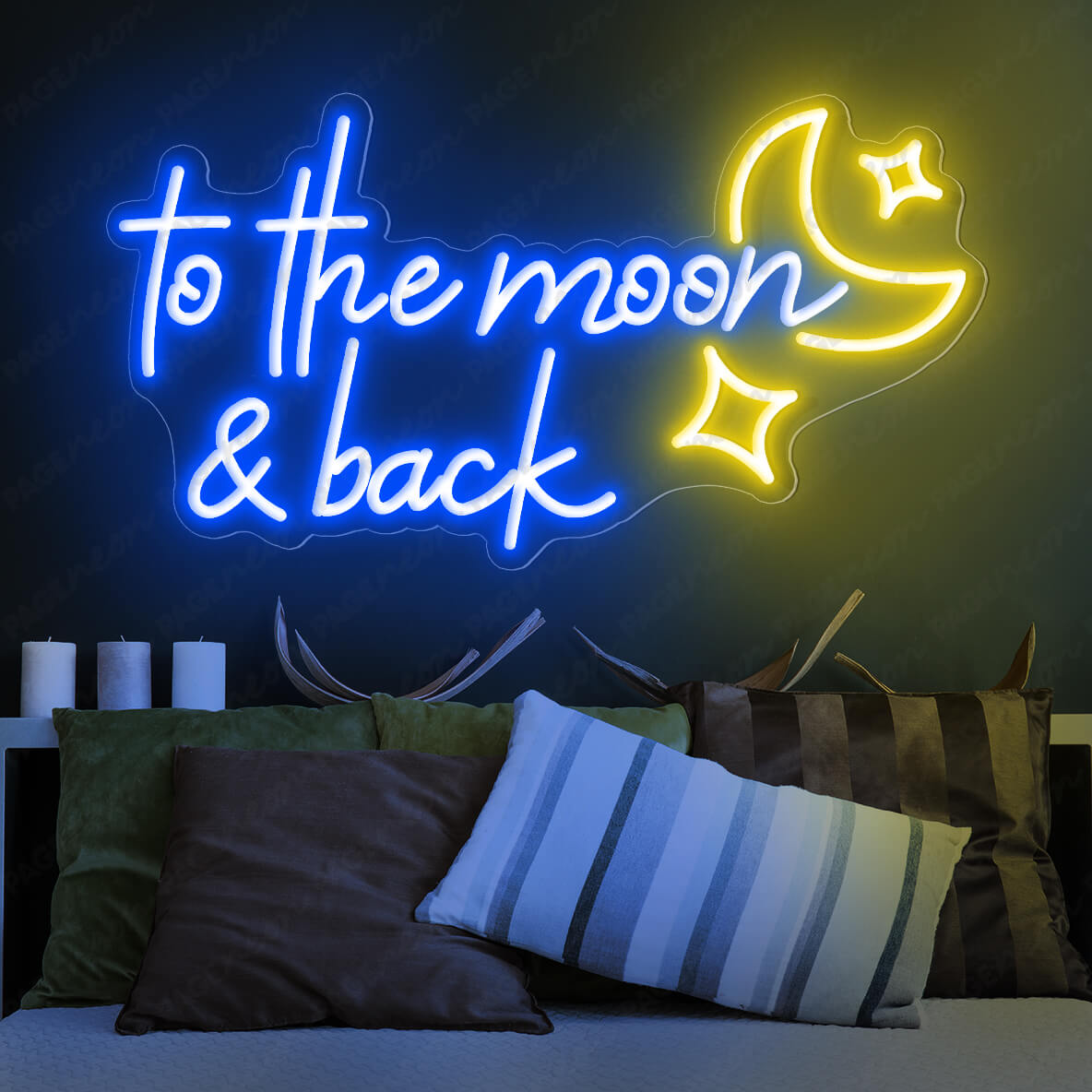 To The Moon And Back Neon Sign Love Led Light Blue