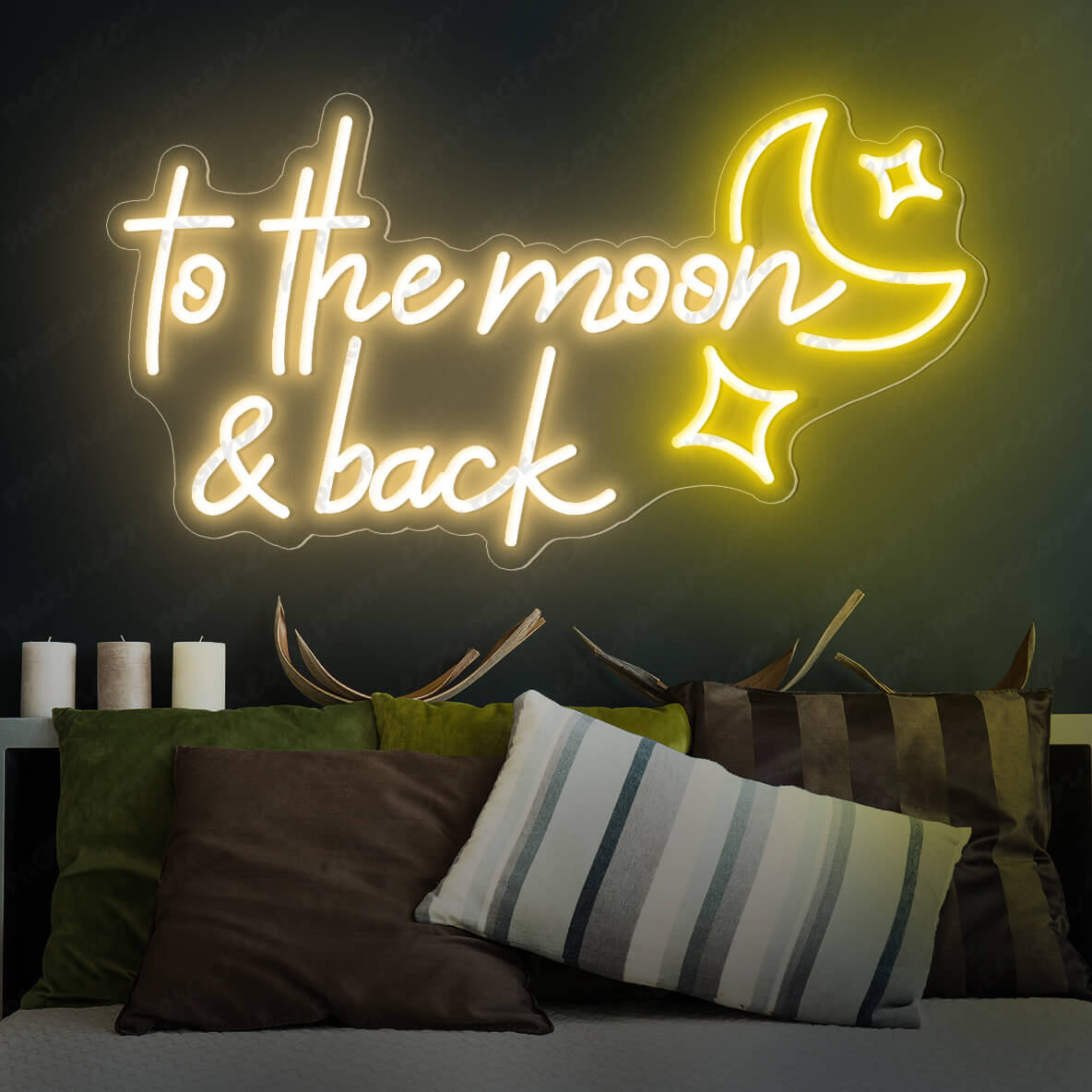 To The Moon And Back Neon Sign Love Led Light Gold Yellow