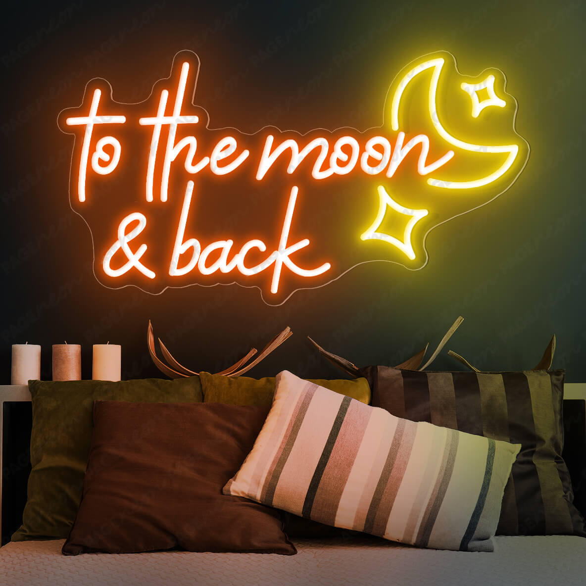 To The Moon And Back Neon Sign Love Led Light Orange Yellow