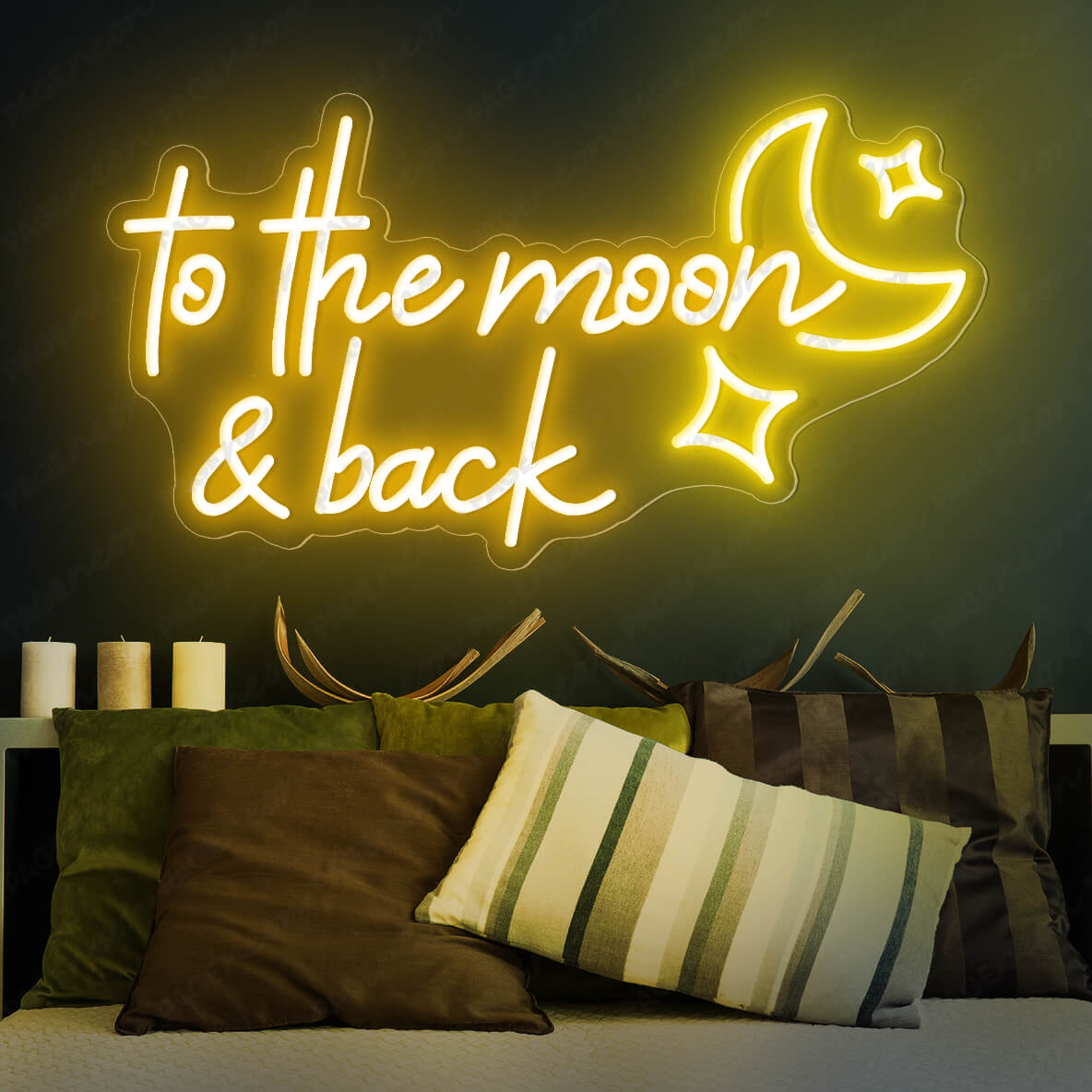 To The Moon And Back Neon Sign Love Led Light Orange Yellow