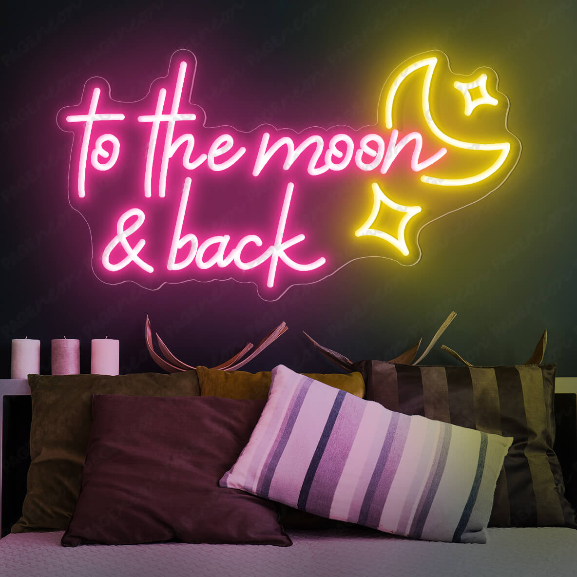 To The Moon And Back Neon Sign Love Led Light Pink