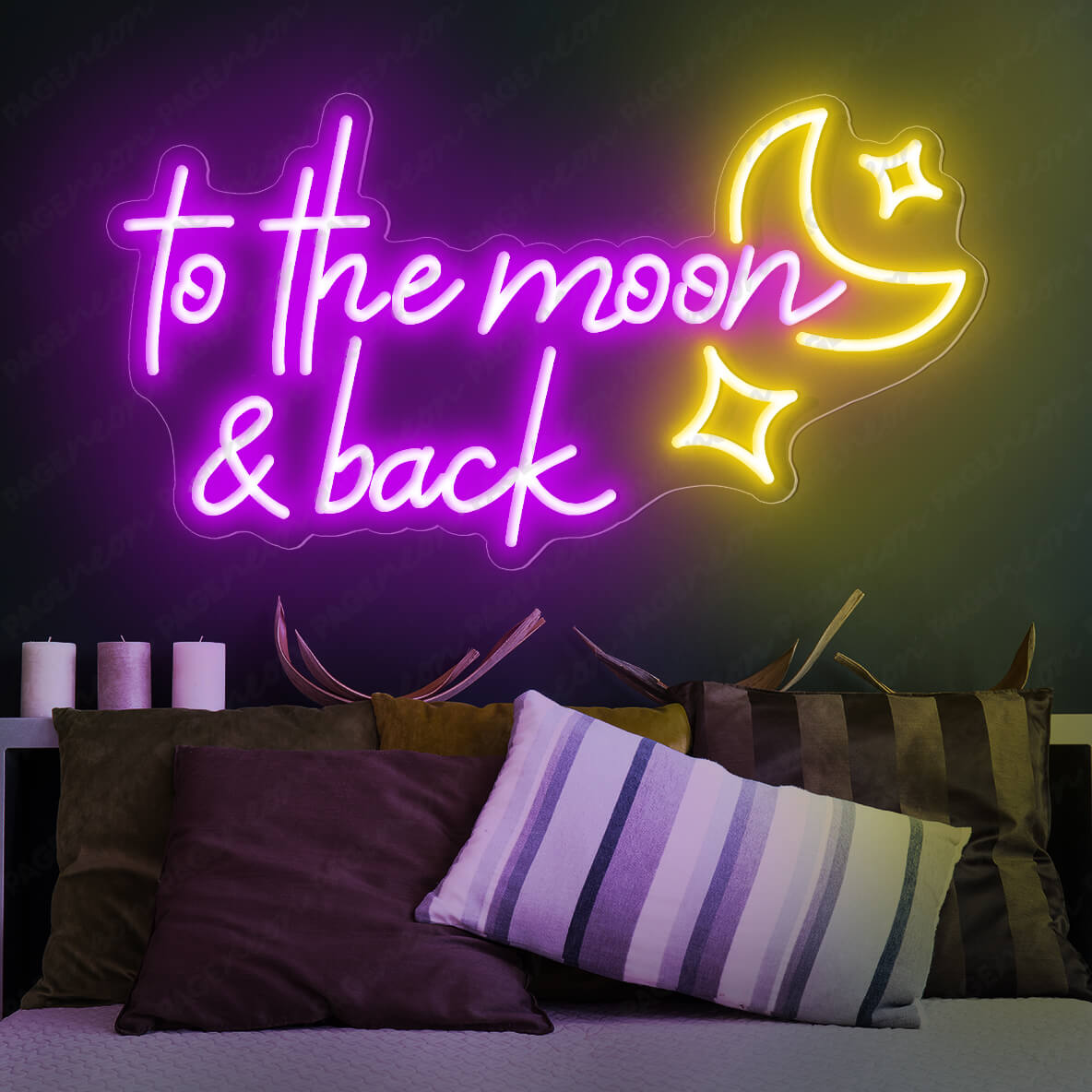 To The Moon And Back Neon Sign Love Led Light Purple