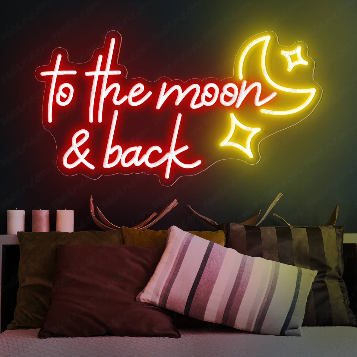 To The Moon And Back Neon Sign Love Led Light Red