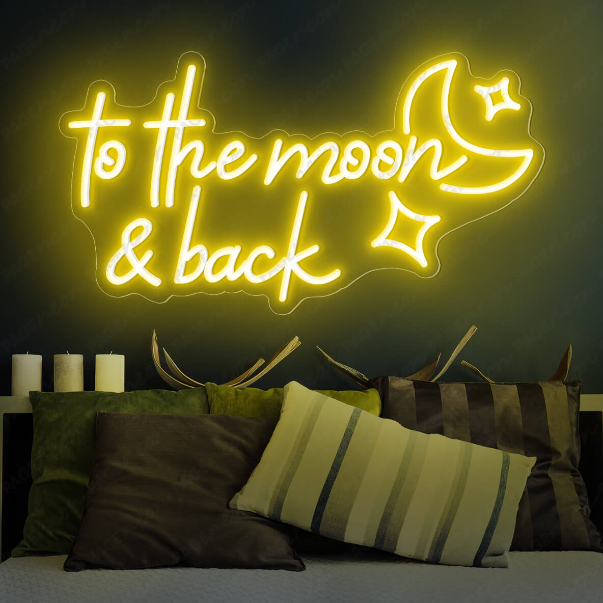 To The Moon And Back Neon Sign Love Led Light Yellow