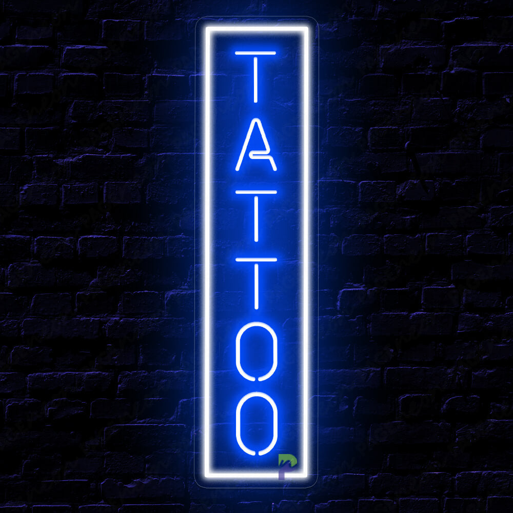 Vertical Tattoo Neon Sign Led Light Blue
