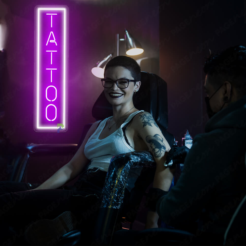 Vertical Tattoo Neon Sign Led Light Purple