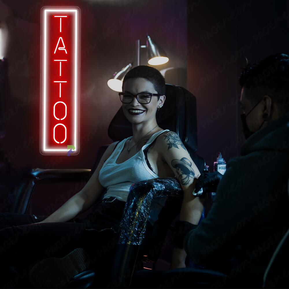 Vertical Tattoo Neon Sign Led Light Red