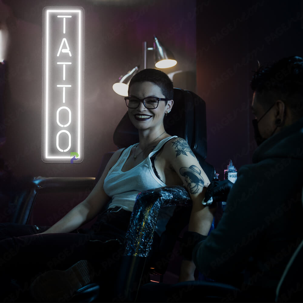 Vertical Tattoo Neon Sign Led Light White
