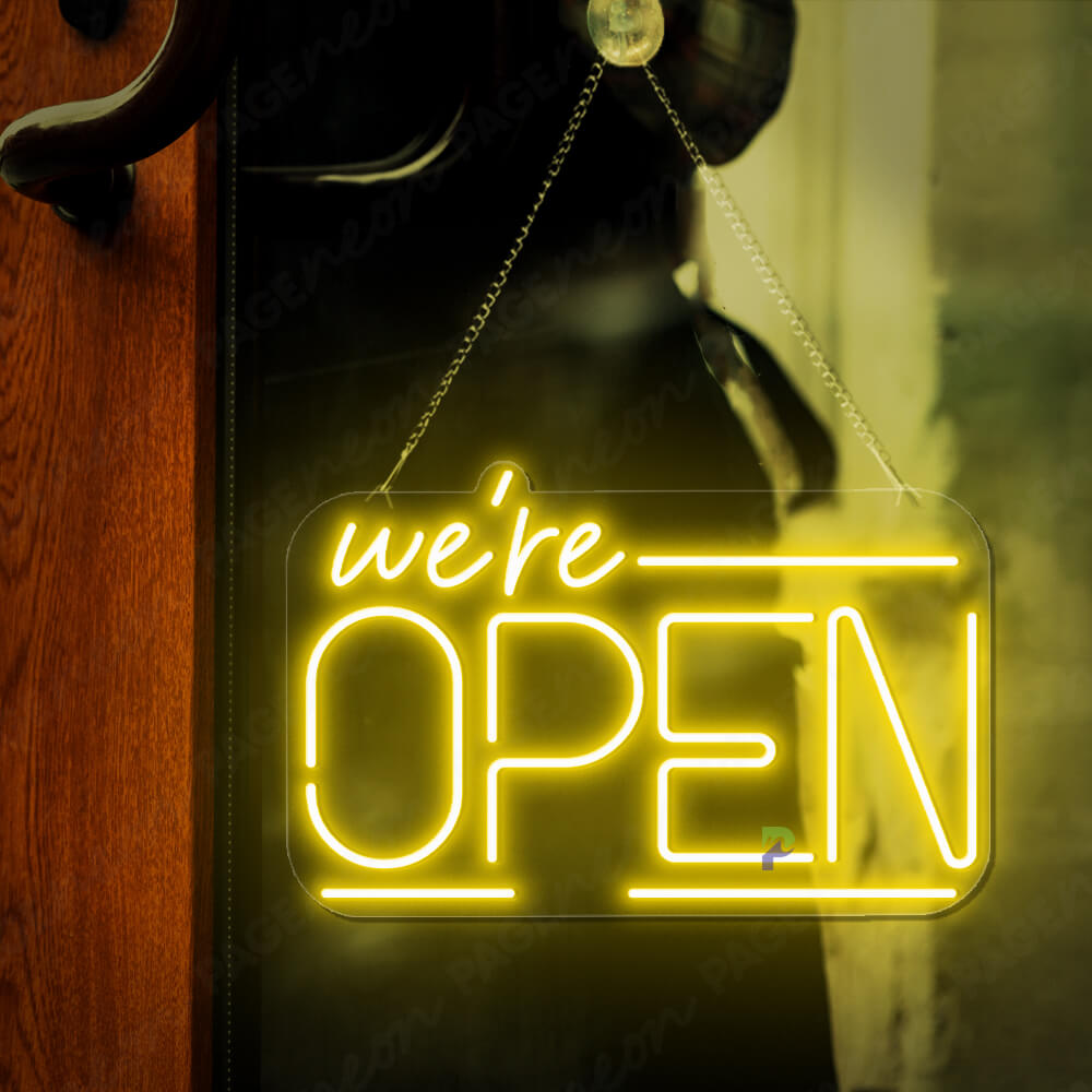 We Re Open Neon Sign Open Business Led Light Yellow