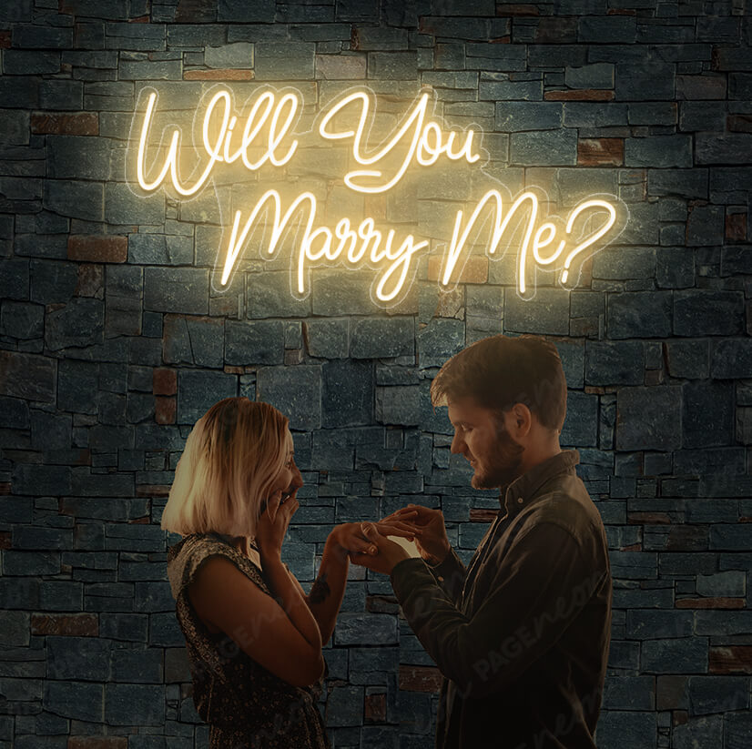 Will You Marry Me Neon Sign Led Wedding Sign Gold Yellow