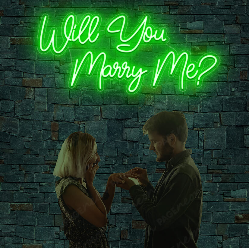 Will You Marry Me Neon Sign Led Wedding Sign Green