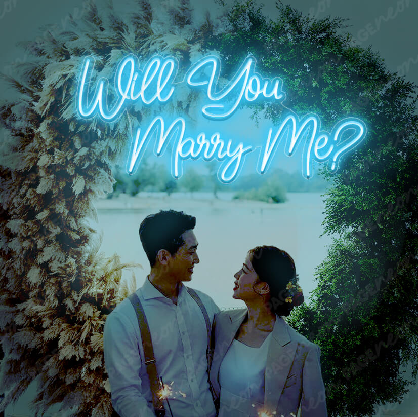 Will You Marry Me Neon Sign Led Wedding Sign Light Blue