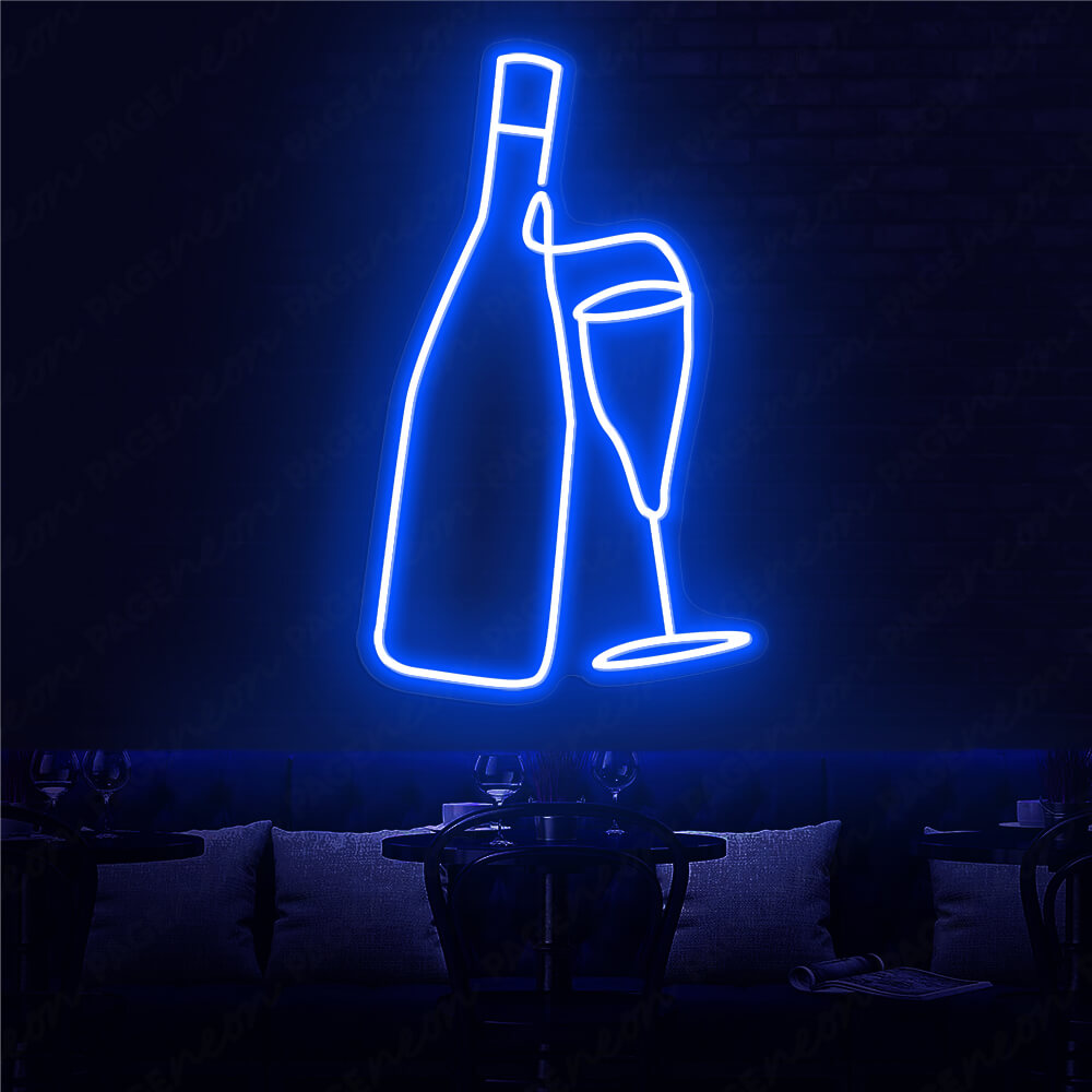 Wine Neon Sign Drinking Led Light For Restaurant Blue