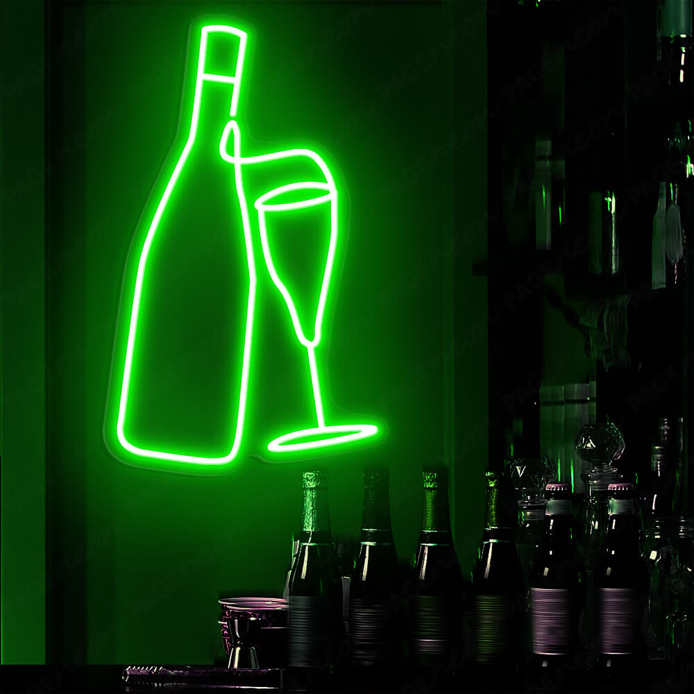 Wine Neon Sign Drinking Led Light For Restaurant Green