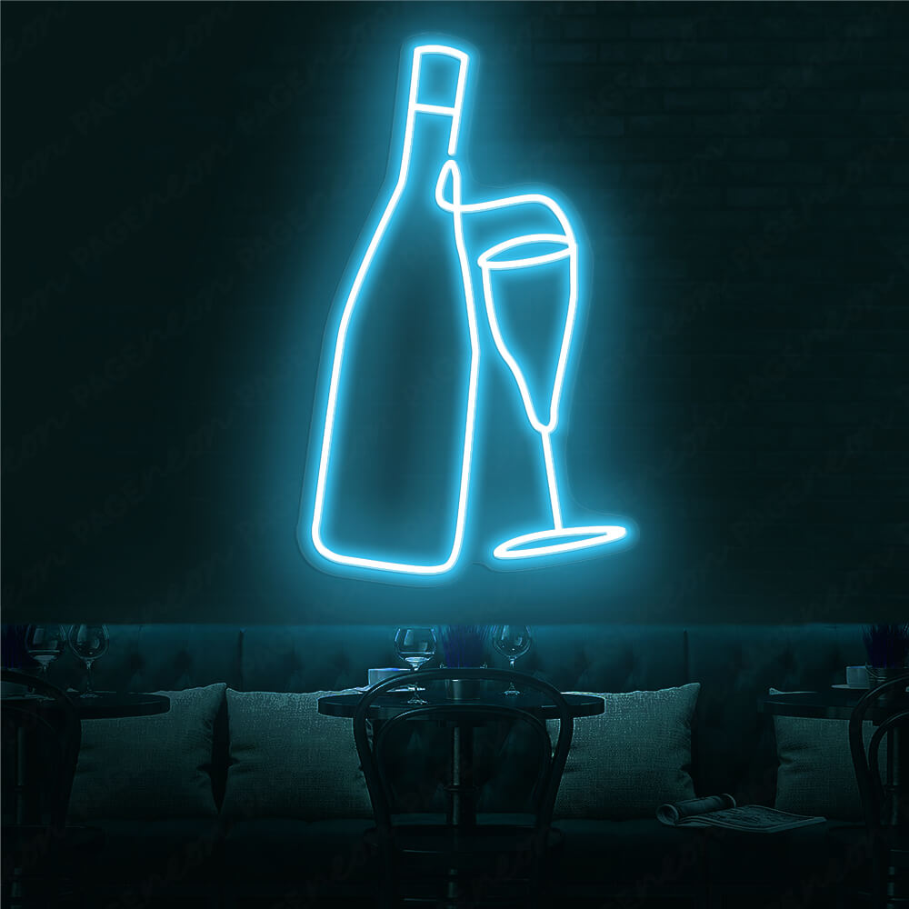 Wine Neon Sign Drinking Led Light For Restaurant Light Blue