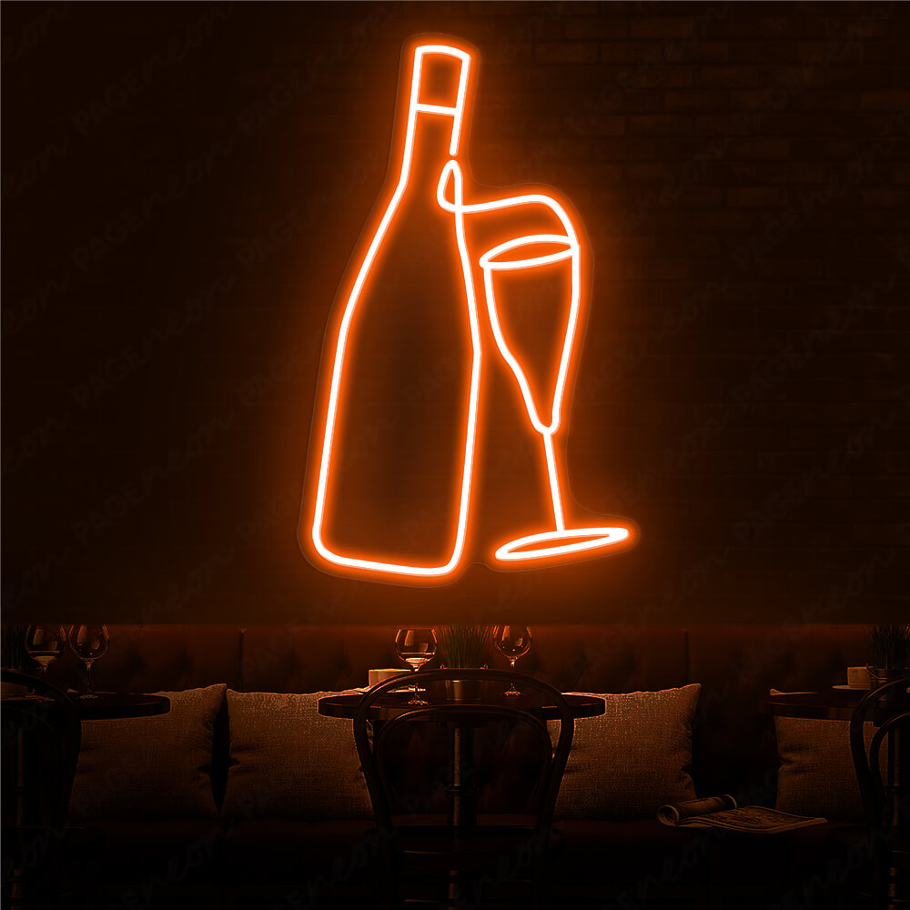 Wine Neon Sign Drinking Led Light For Restaurant Orange