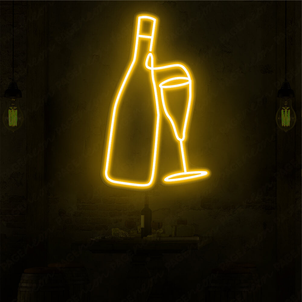 Wine Neon Sign Drinking Led Light For Restaurant Orange Yellow