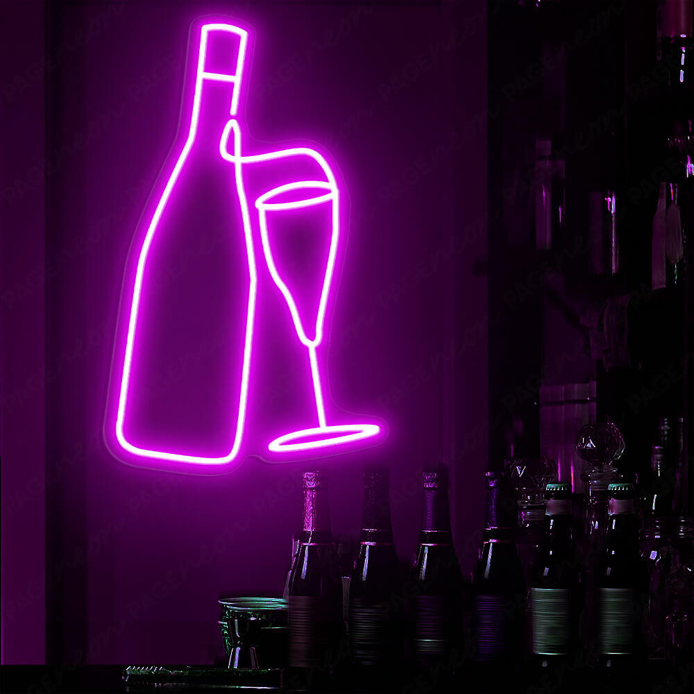 Wine Neon Sign Drinking Led Light For Restaurant Purple