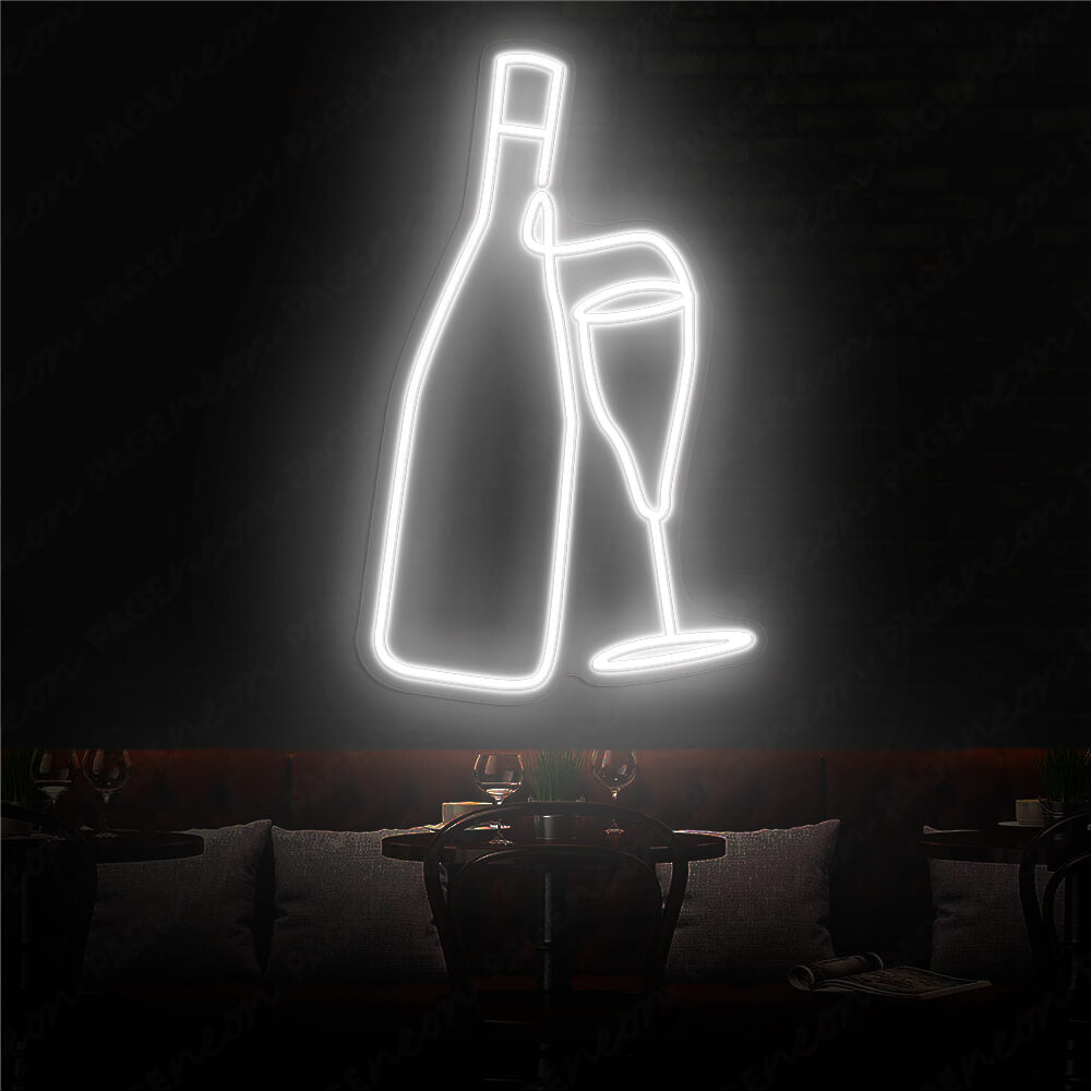 Wine Neon Sign Drinking Led Light For Restaurant White
