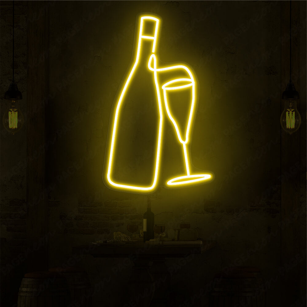 Wine Neon Sign Drinking Led Light For Restaurant Yellow