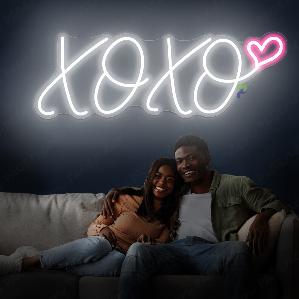 XOXO Neon Sign Love Led Sign White Pink