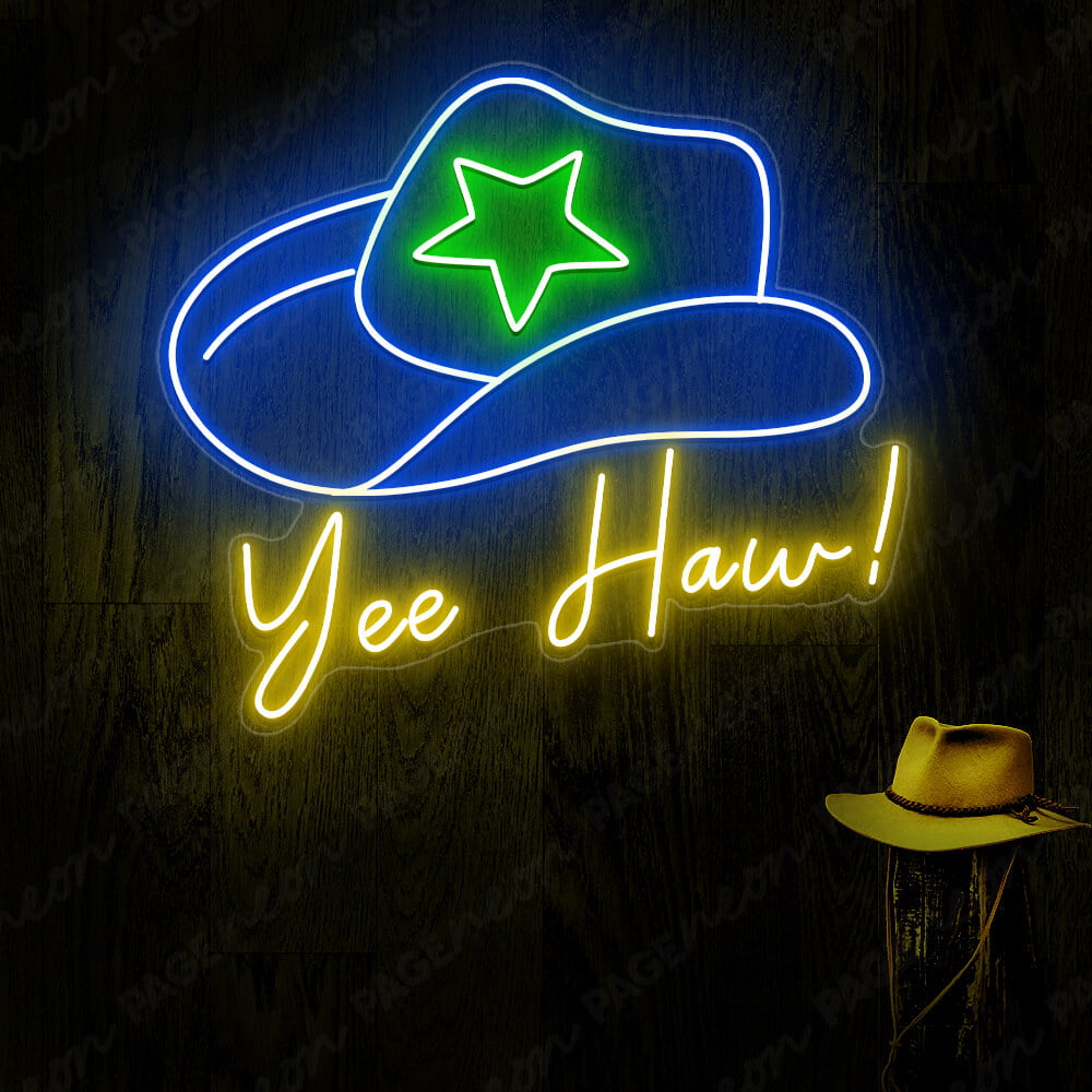 Yeehaw Neon Sign Cowboy Neon Light Blue