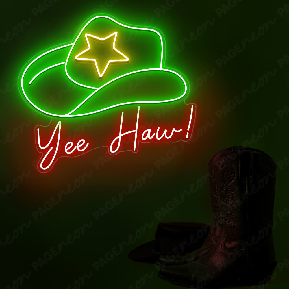 Yeehaw Neon Sign Cowboy Neon Light Green