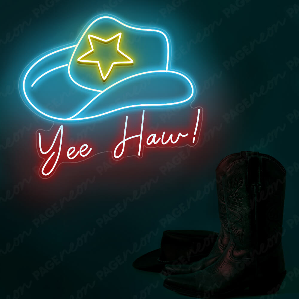 Yeehaw Neon Sign Cowboy Neon Light Light Blue