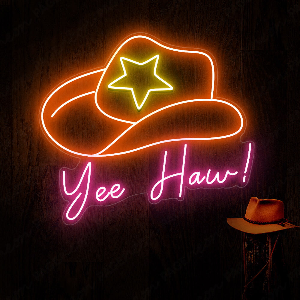 Yeehaw Neon Sign Cowboy Neon Light Orange