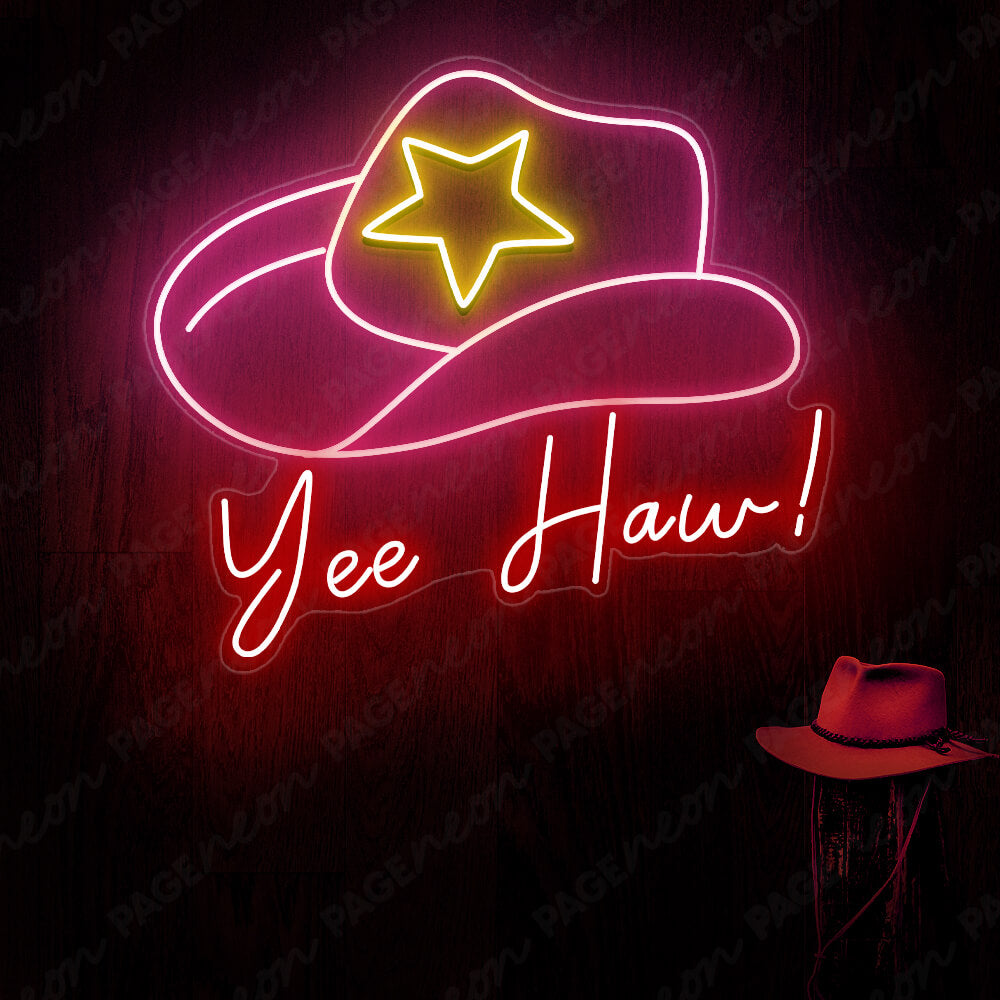 Cowboy Straw Hat Neon Sign Yeehaw Neon Sign Cowboy LED Neon Sign