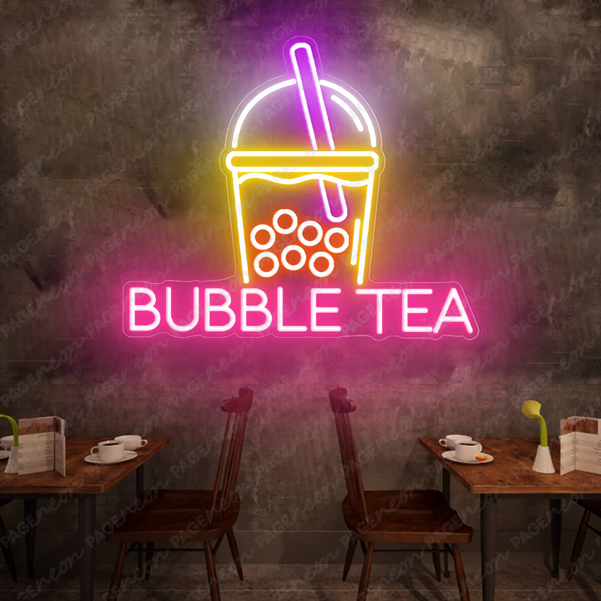 Bubble Tea Neon Sign Coffee Led Light Pink