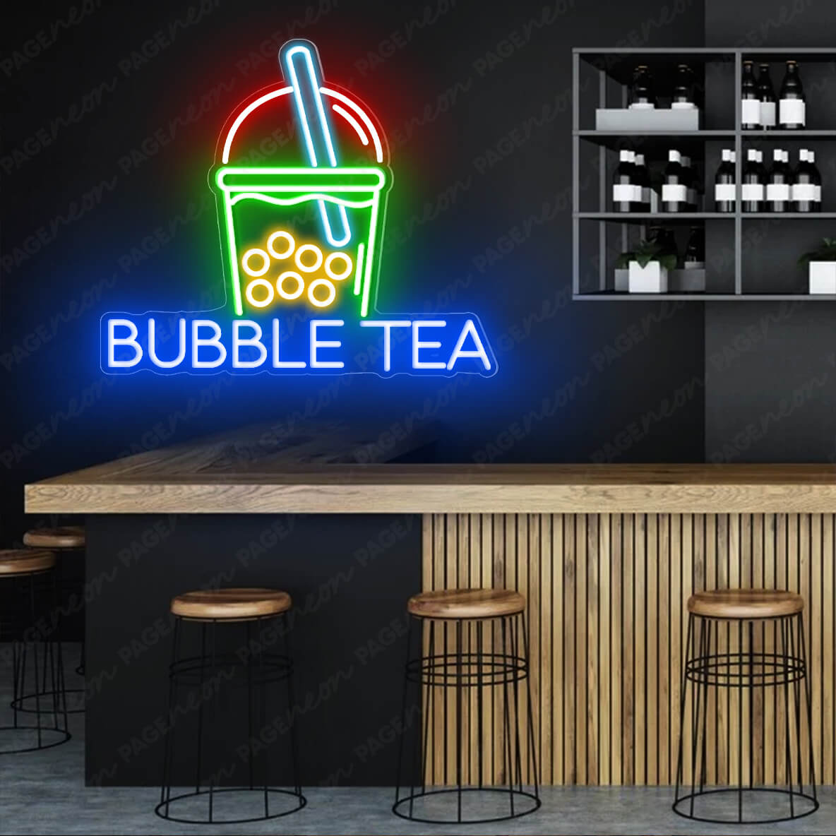 Bubble Tea Neon Sign Led Light Blue
