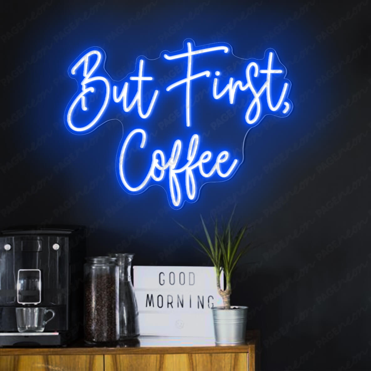 But First Coffee Neon Sign Led Light Blue
