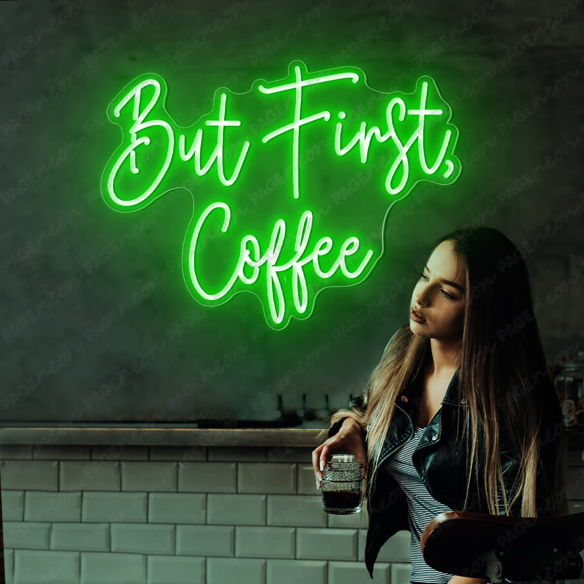 But First Coffee Neon Sign Led Light Green
