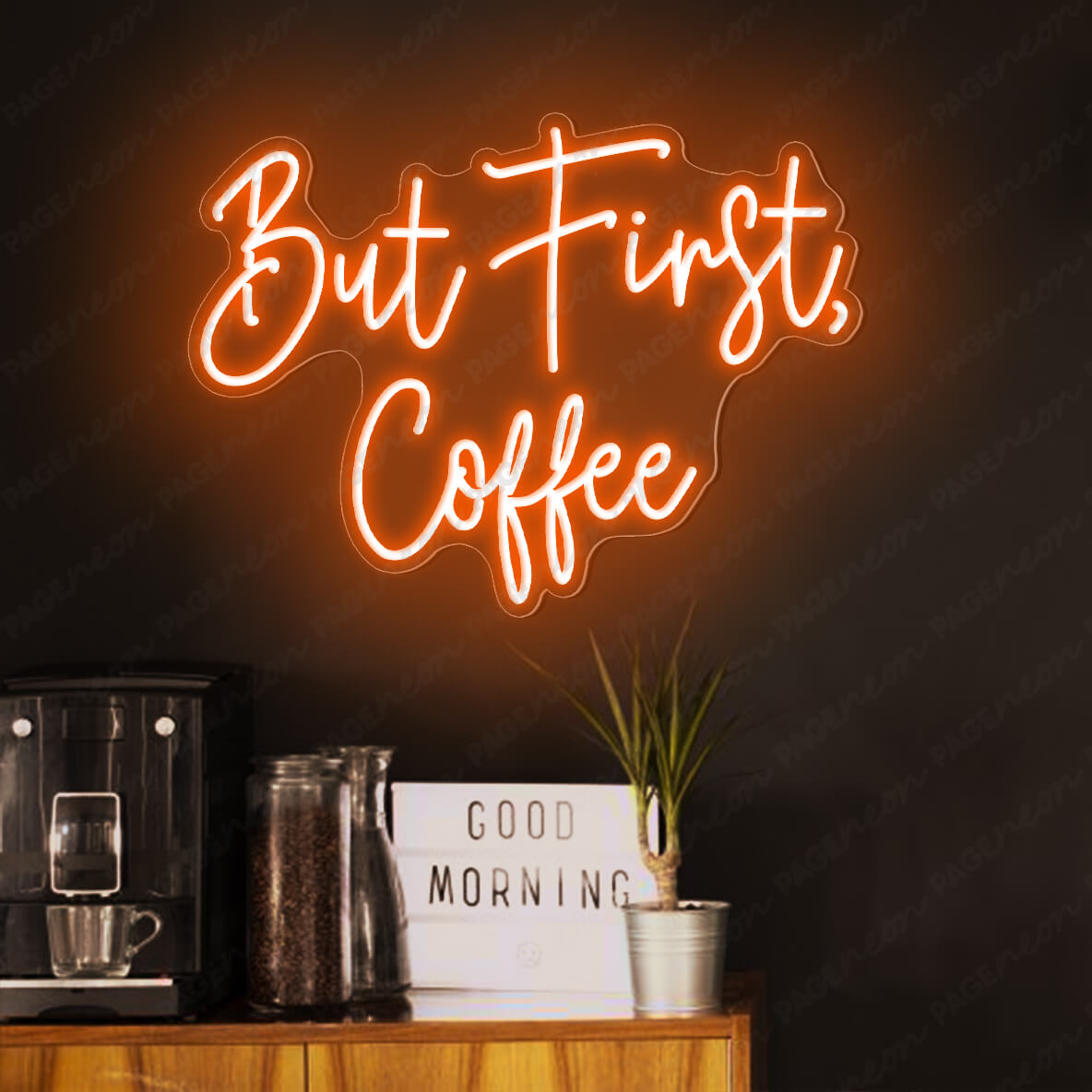 But First Coffee Neon Sign Led Light Orange